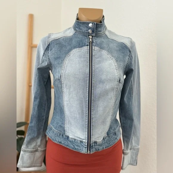 NWT Women's Denim Racing Jacket - Wild Fable - Picture 5 of 8